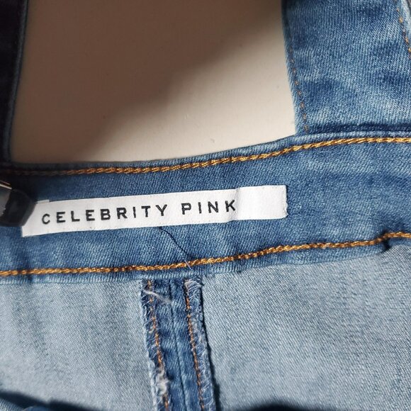 Celebrity Pink Denim Raw-Hem Skirtalls Sz L - Picture 2 of 16